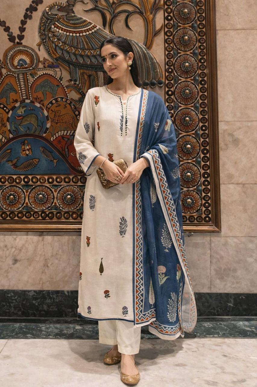 Premium linen cotton full suit set