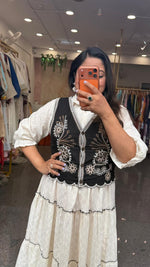Pretty premium cotton dress with embroidered jacket