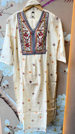 Super soft Mul cotton both kurta and pant printed and yoke beautifully embroidered suit set
