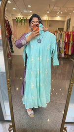 Premium Mul chanderi suit set in ice blue