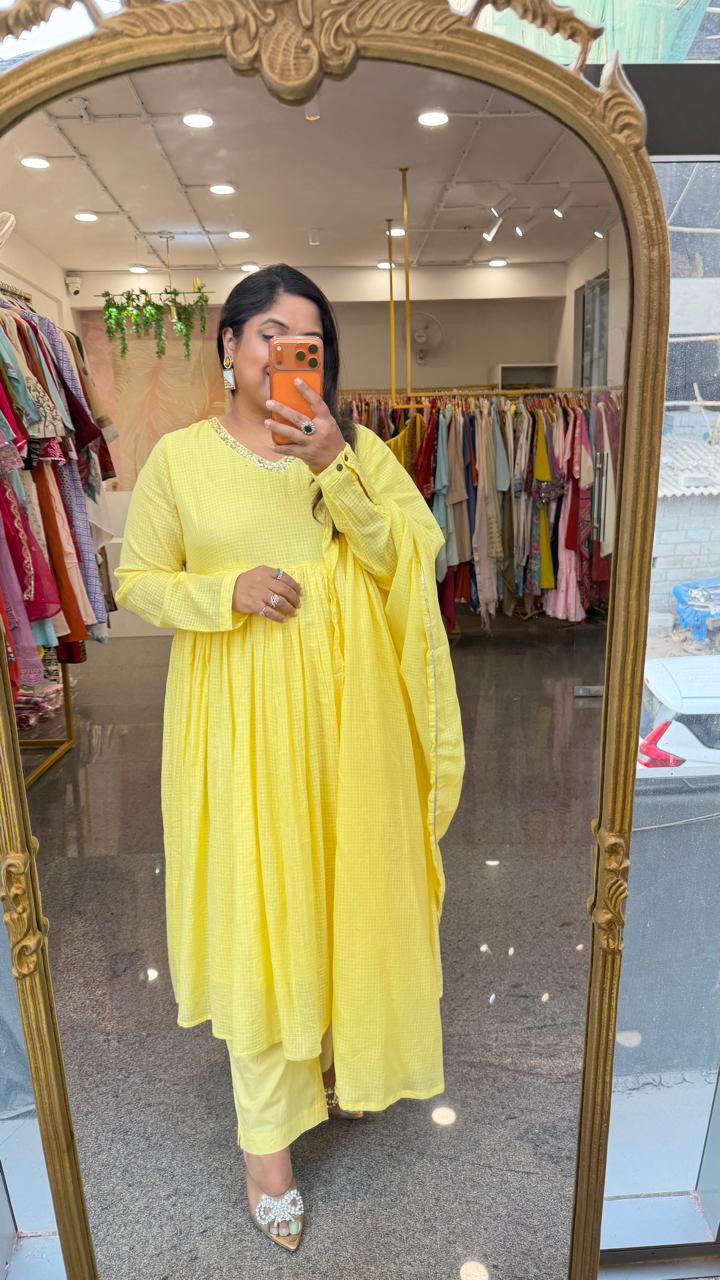Pure Mul cotton lining Alia cut suit set