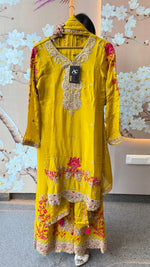 Bestselling in new colour! Fully embroidered premium chinon suit set