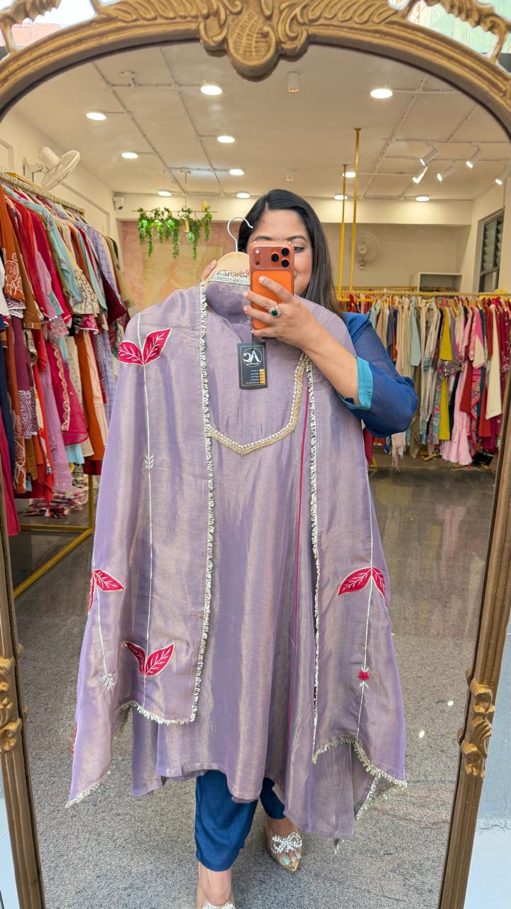 Premium glass tissue applique work full suit set