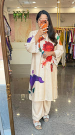 Digital print Mul silk kurta pant with beautiful detailing