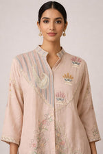 Heavy chinon nude pink embroidered Co ord set