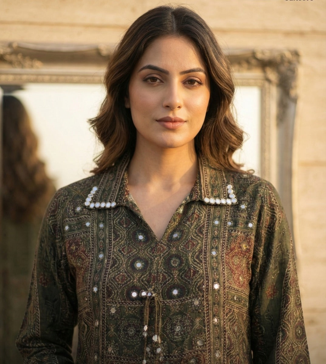 Premium ajrakh crepe co ord set