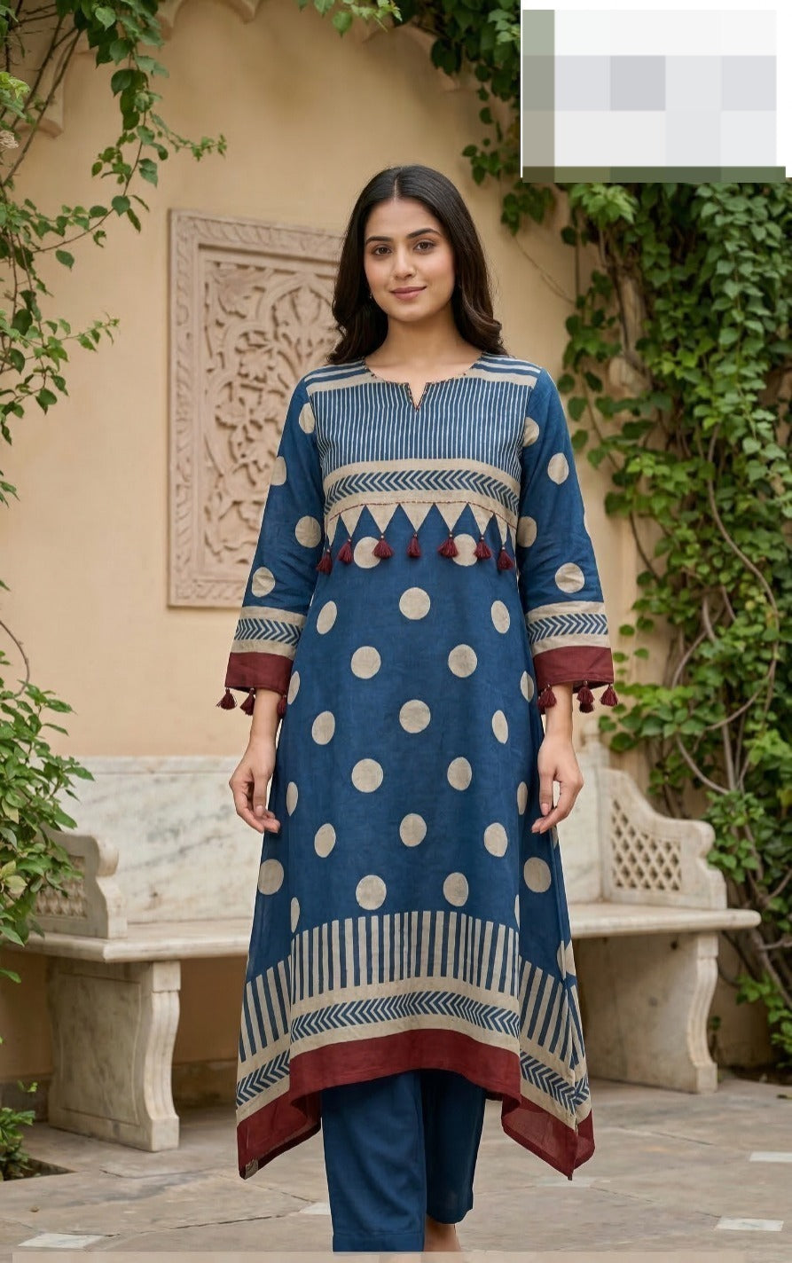 Pure Mul silk super smart co ord set in blue