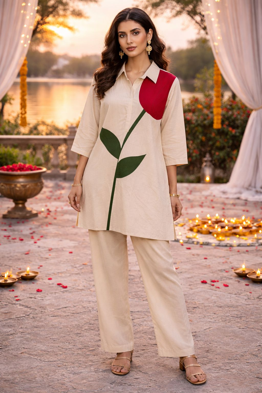 Pretty applique cotton co ord set