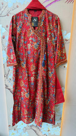 Premium Dobby cotton angrakha suit set in red