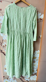 Pure Mul cotton fully embroidered front n back angrakha suit set in mint green