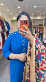Premium pure cotton suit set paired with kalamkari dupatta