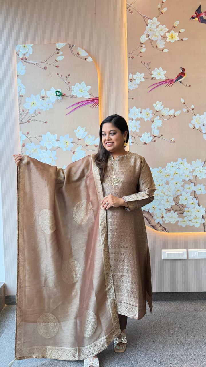 Restock!!highly on demand !!!Premium Kanjiwaram silk suit set slight slim