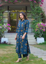 Pretty cotton bandhani co ord set in blue