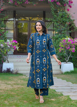 Pretty cotton bandhani co ord set in blue