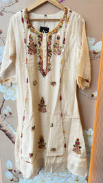 Super pretty chanderi silk fully embroidered suit set with lining and real mirror