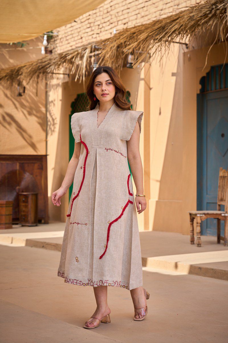 Premium jute cotton one piece.
