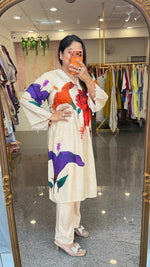 Digital print Mul silk kurta pant with beautiful detailing