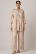 Heavy chinon nude pink embroidered Co ord set