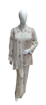 Bestselling in new colour! Premium pink chinon embroidered co ord set