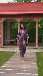 Pure cotton bandhani co ord set in purple