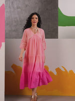Pretty Mul cotton shifli ombré dress in pink (loose fit)