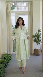Smart premium cotton stylish co ord set in green