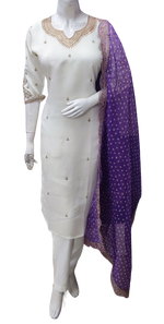 Soft modal with beautiful detailing paired with organza dupatta