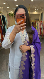 Premium tissue set paired with full zari weaving dupatta and beautiful hand work on yoke