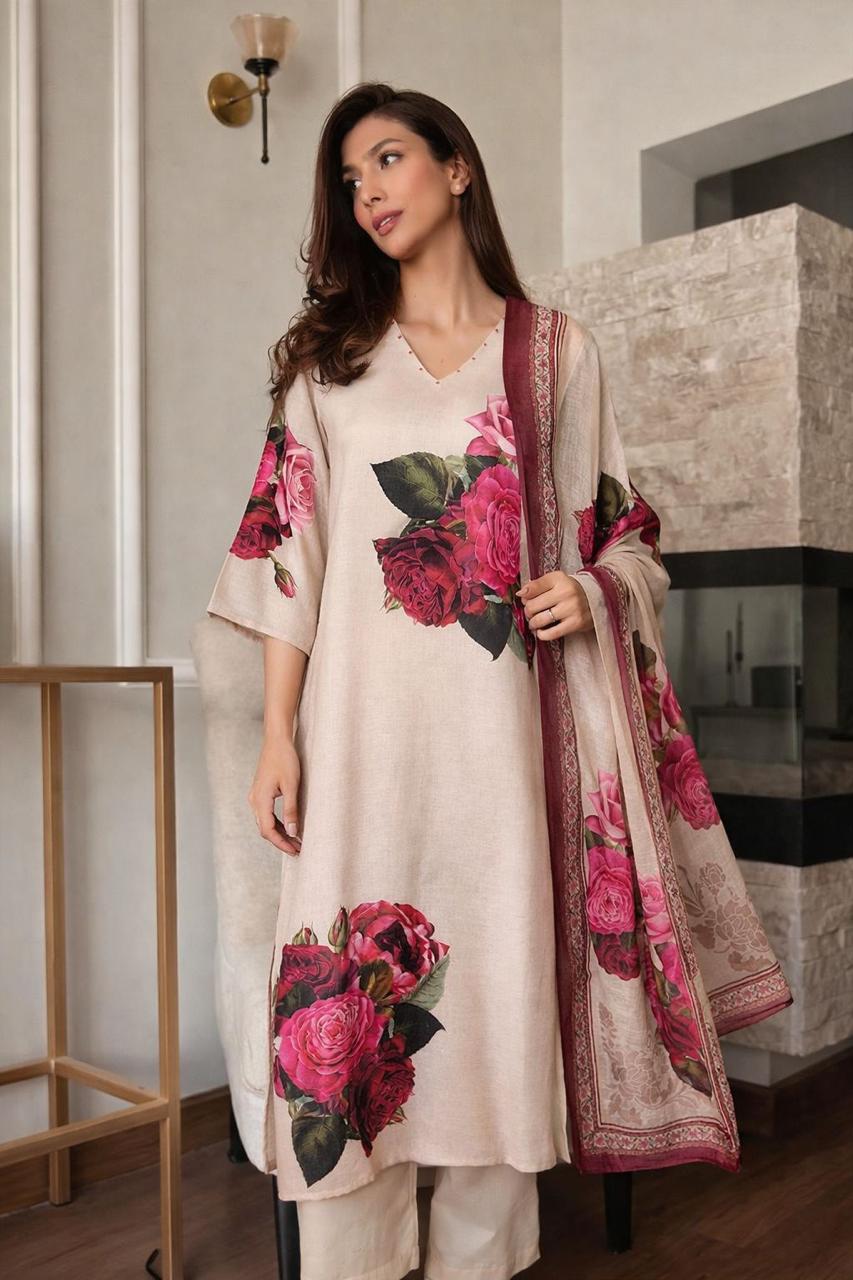 Pure Mul silk digital print suit set